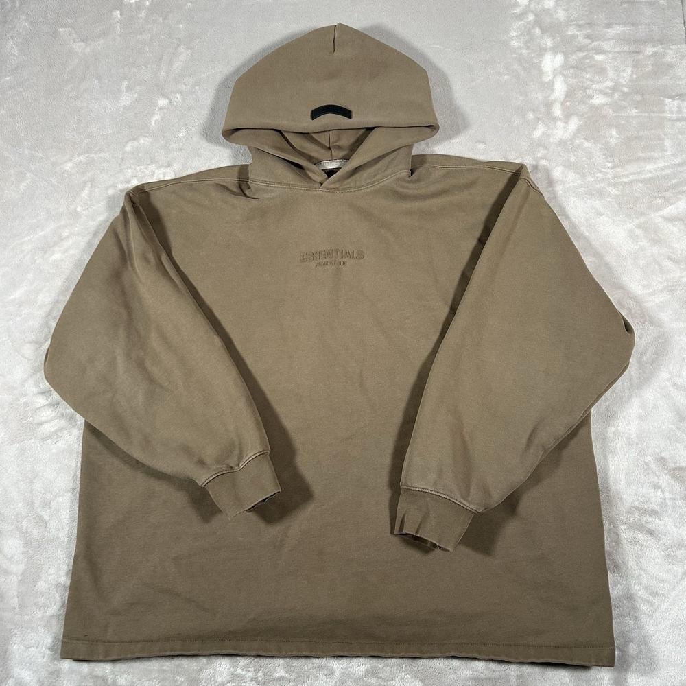 Fear Of God Essentials Knit Hoodie Baggy Casual Sweatshirt Brown Mens XL